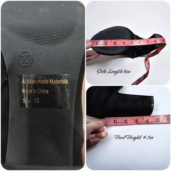 Fashion Nova Black Suede Peep Toe Ankle Block Heel Booties(F007)Size 10 - Picture 10 of 12